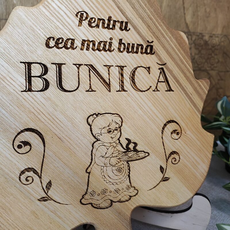 Platou Frunza "Arțar" cu mâner cu personalizare