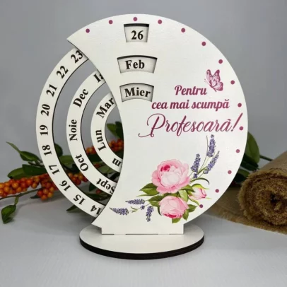 Calendar Veșnice Rotunde cu Tipar "Profesoară"