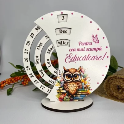 Calendar Veșnice Rotunde cu Tipar "Educătoare"