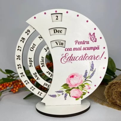 Calendar Veșnice Rotunde cu Tipar "Educătoare"