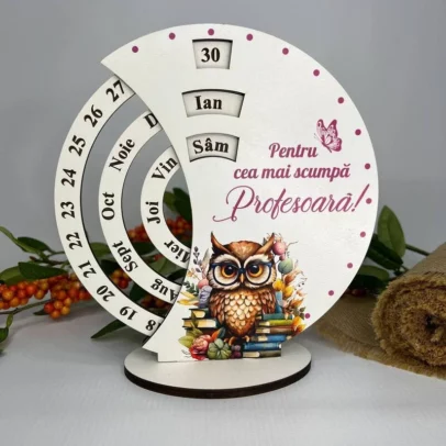 Calendar Veșnice Rotunde cu Tipar "Profesoară"