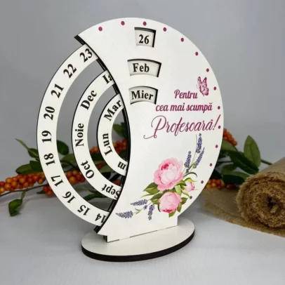 Calendar Veșnice Rotunde cu Tipar "Profesoară"