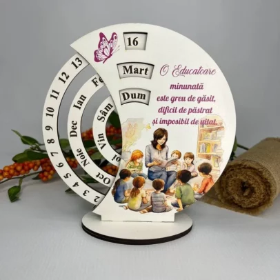 Calendar Veșnice Rotunde cu Tipar "Educătoare"