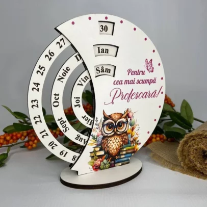 Calendar Veșnice Rotunde cu Tipar "Profesoară"