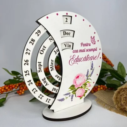 Calendar Veșnice Rotunde cu Tipar "Educătoare"