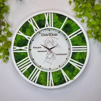 Ceas decorativ cu licheni