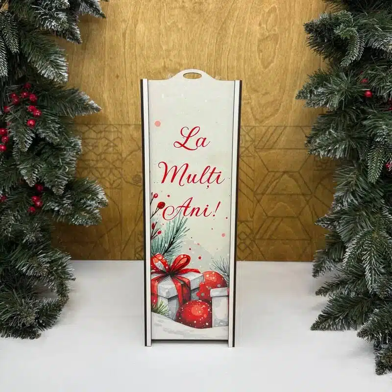 Cutie pentru sticlă de vin „La mulți ani”