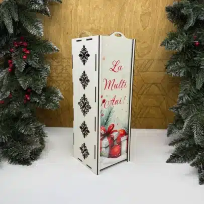 Cutie pentru sticlă de vin „La mulți ani”