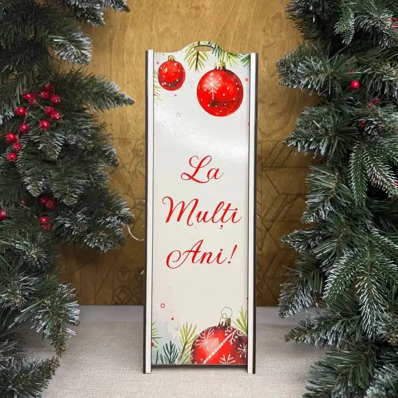Cutie pentru sticlă de vin „La mulți ani”