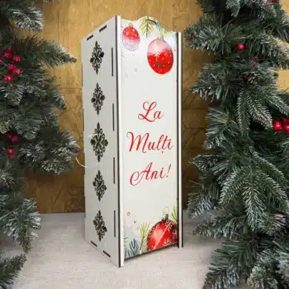 Cutie pentru sticlă de vin „La mulți ani”