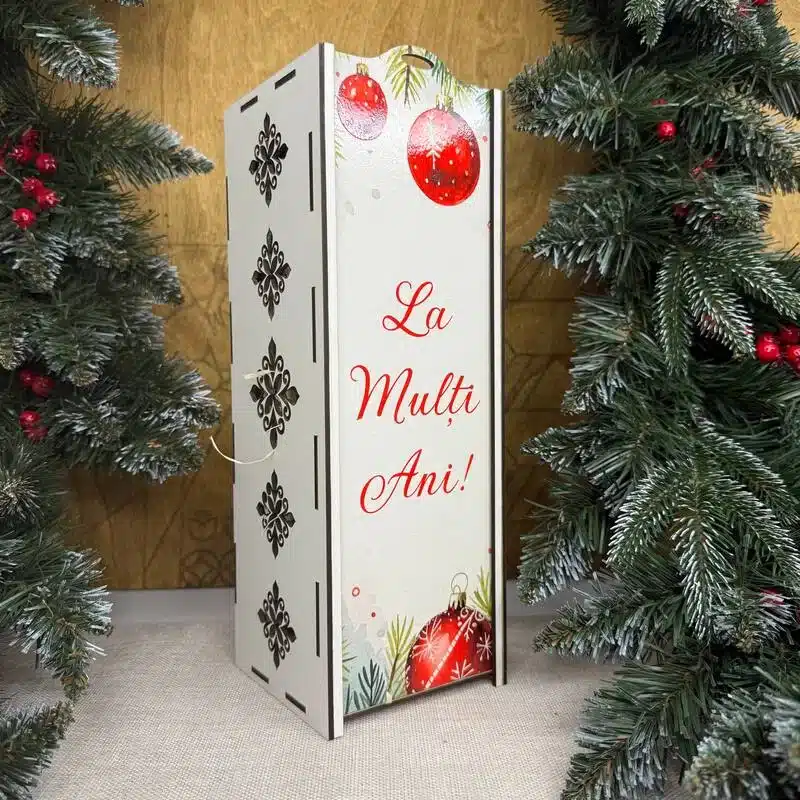 Cutie pentru sticlă de vin „La mulți ani”