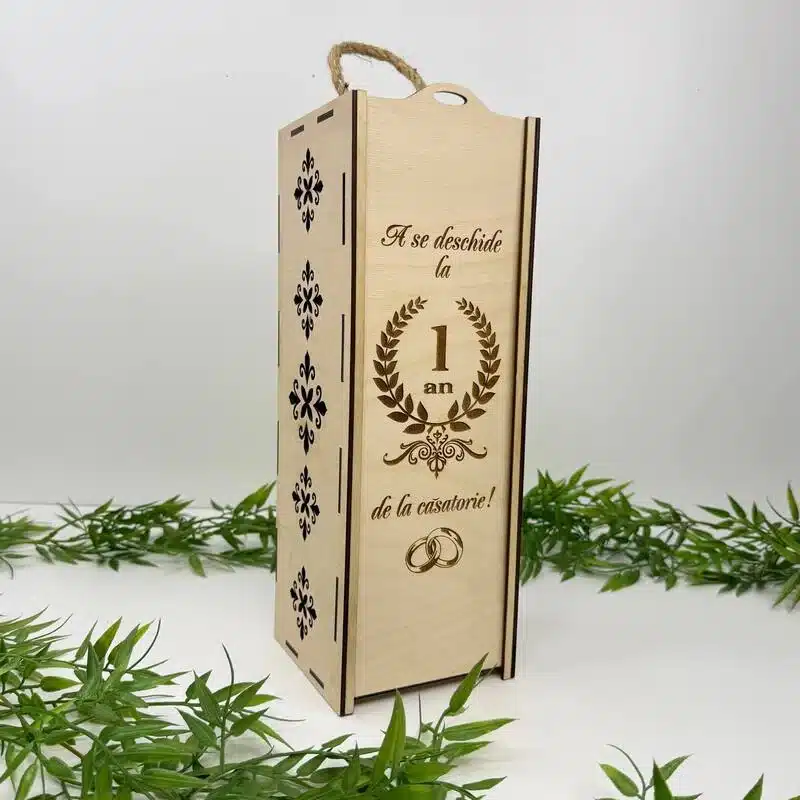 Cutie pentru Sticlă de Vin "1 An De Căsătorie"