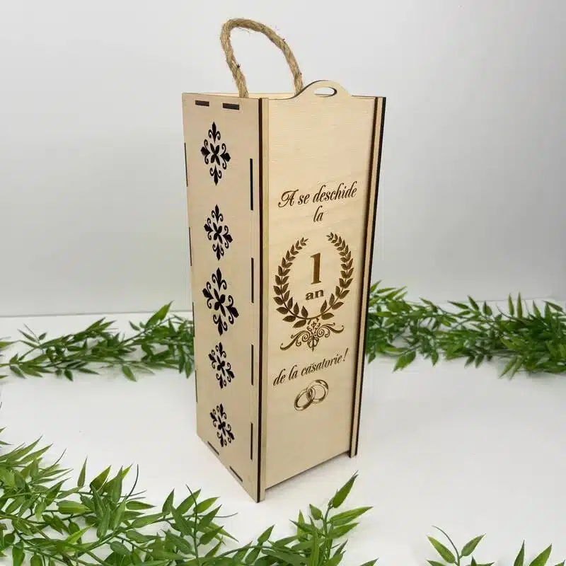 Cutie pentru Sticlă de Vin "1 An De Căsătorie"