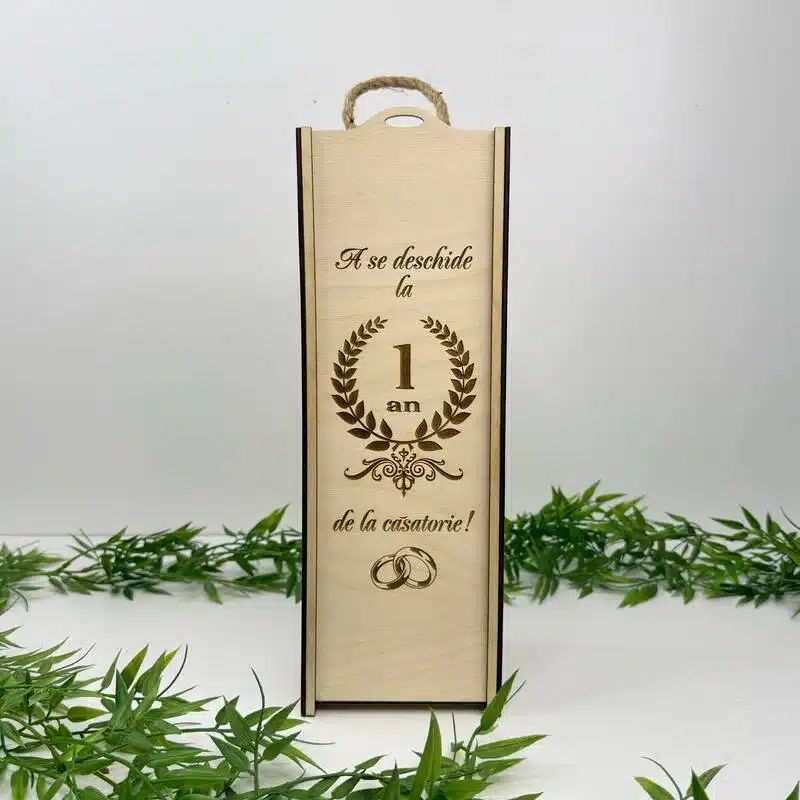 Cutie pentru Sticlă de Vin "1 An De Căsătorie"